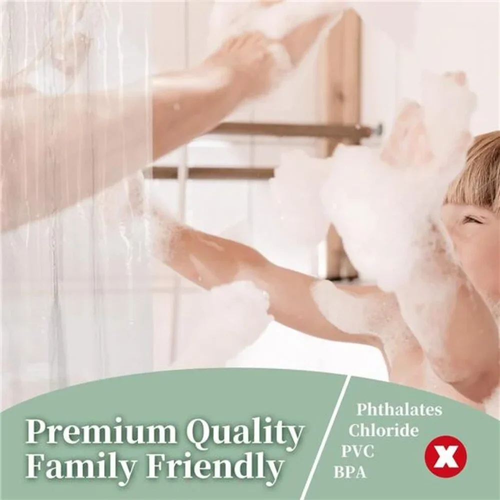 Clear Shower Curtain Liner Waterproof PEVA Bathroom Curtain Rustproof Grommets
